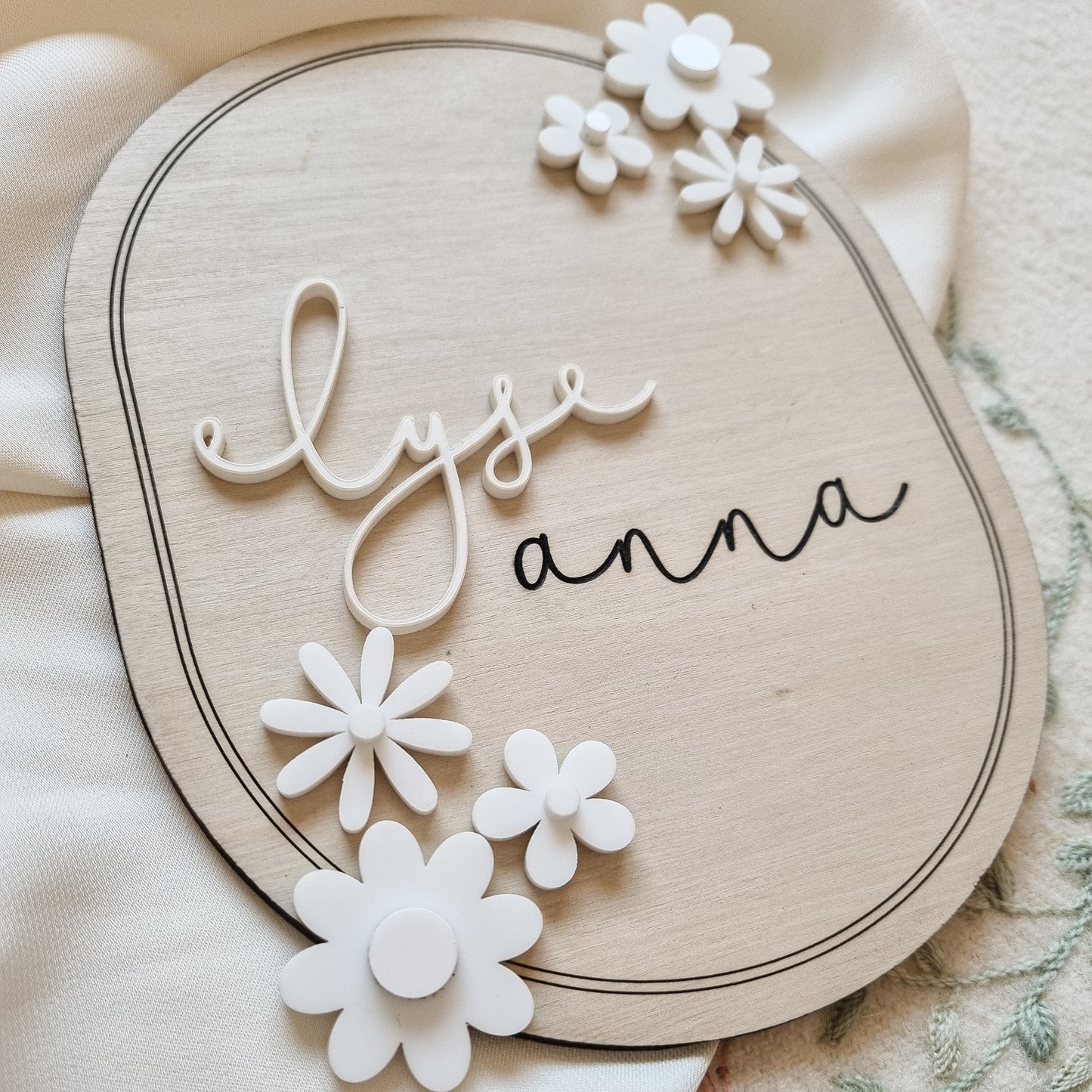 Oval Daisy Birth Announcement Plaque