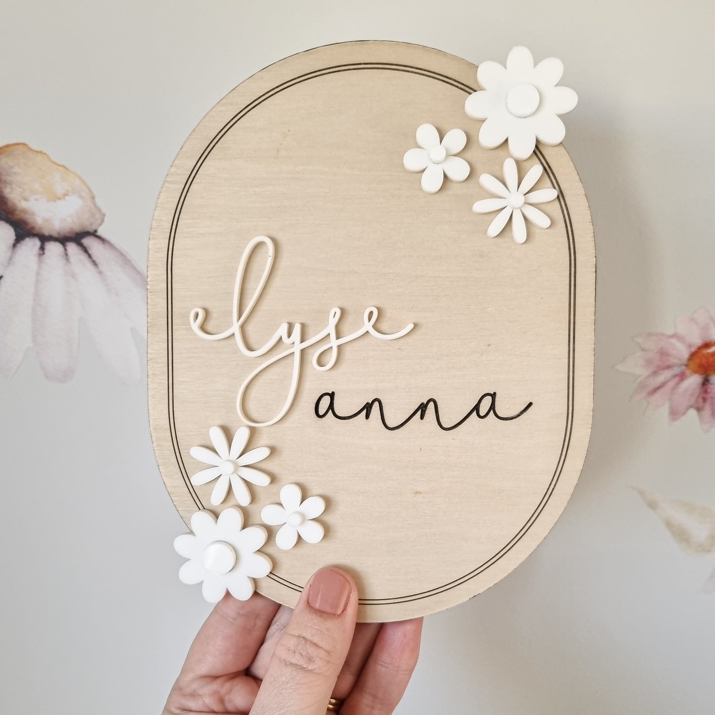 Oval Daisy Birth Announcement Plaque