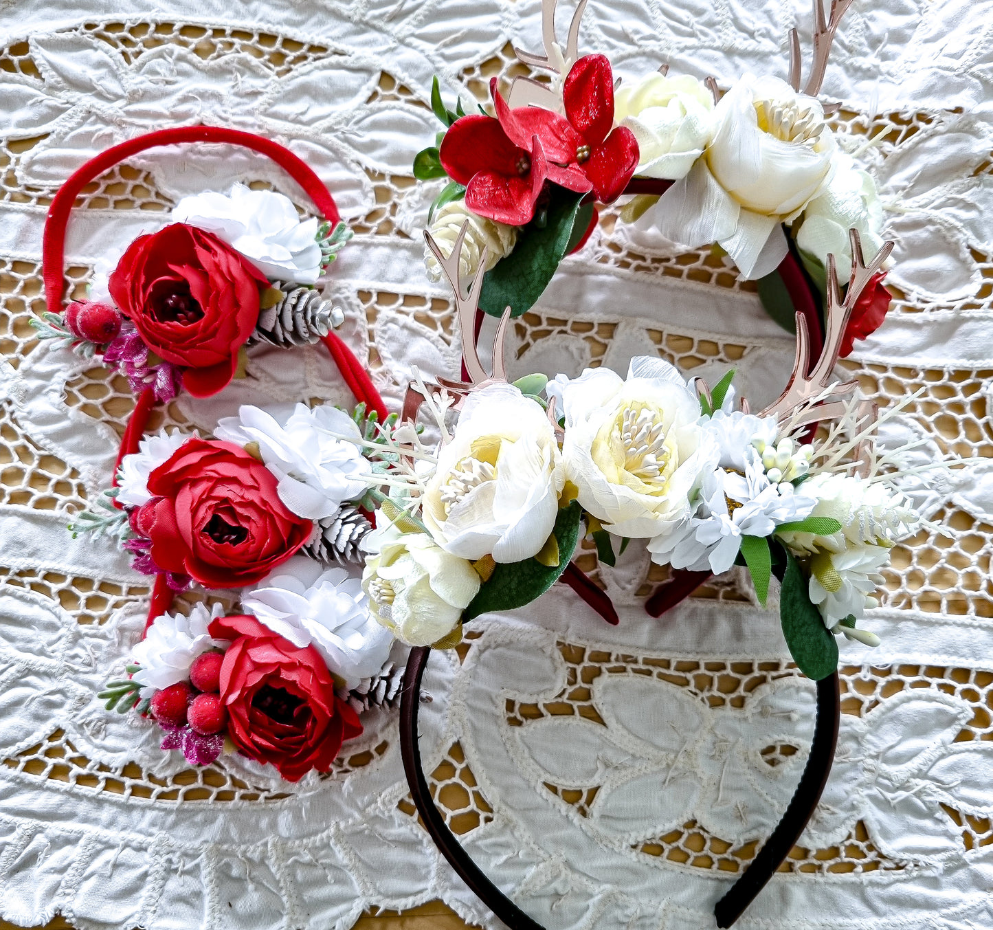 Christmas Flower Headband - Red