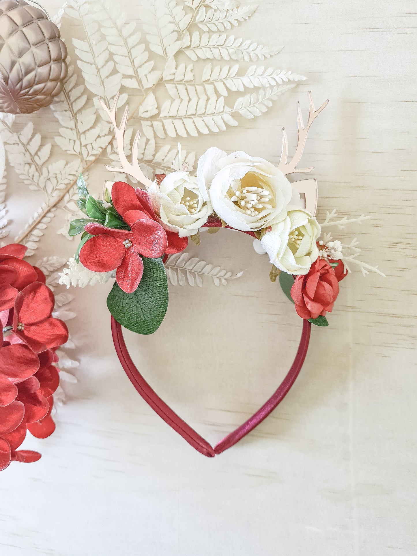 Christmas Flower Headband - Red