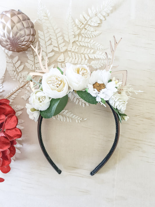 Christmas Flower Headband - White